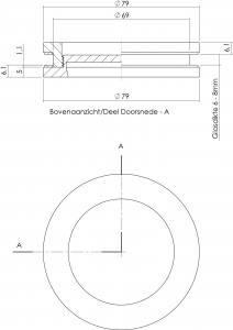 Intersteel Griffmuschel für Glastüren 55 mm Edelstahl gebürstet