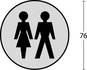 Intersteel Piktogramm Damen- und Herrentoilette selbstklebend rund gebürsteter Edelstahl