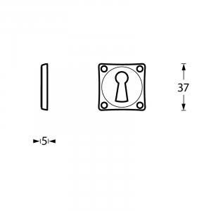 Intersteel Rosette mit Schlüsselloch und Schraublöchern quadratisch Mattschwarz
