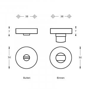 Intersteel Rosette mit Toiletten-/Badezimmerverriegelung Messing Titan PVD