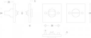 Intersteel Rosette mit Toiletten-/Badezimmerverriegelung quadratisch groß Mattschwarz