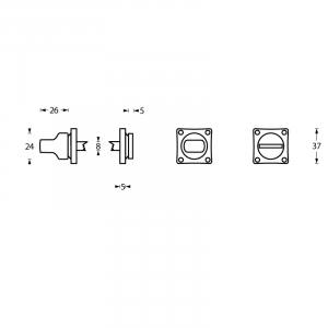 Intersteel Rosette mit Toiletten-/Badezimmerverriegelung quadratisch Nickel