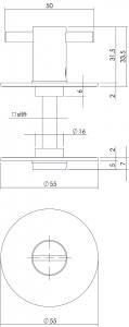 Intersteel Rosette Toiletten-/Badezimmerverriegelung rund flach selbstklebend 8 mm