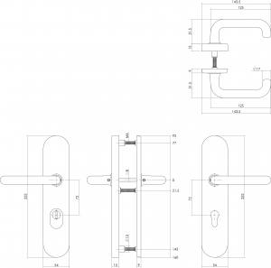 Intersteel Sicherheitsbeschlag mit Kernziehschutz und Profilzylinder-Lochung oval Chrom 72 mm
