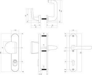 Sicherheitsbeschlag SKG3 Griff/Klinke mit Profilzylinder 72 mm und Kernziehschutz (0082.379636) | hanse-Griff.de
