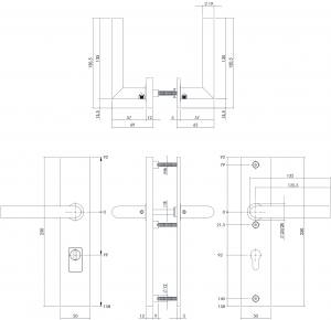 Intersteel Türbeschlag-Set mit Kernziehschutz für die Hintertür Mattschwarz 92 mm