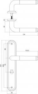 Intersteel Türklinke Agatha auf Schild mit Toiletten-/Badezimmerverriegelung 78 mm Chrom