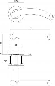 Intersteel Türklinke Gebogen mit 7 mm Stütznocken gebürsteter Edelstahl