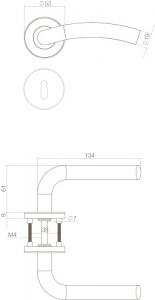 Türklinke Lisa 1275 mit Buntbart-Rosette gebürsteter Edelstahl | Intersteel
