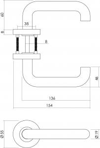 Intersteel Türklinke Rund auf Rosette EN1906/4 mit Toiletten-/Badezimmerverriegelung gebürsteter Edelstahl