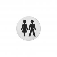 Intersteel Piktogramm Damen- und Herrentoilette selbstklebend rund gebürsteter Edelstahl (0035.460082)